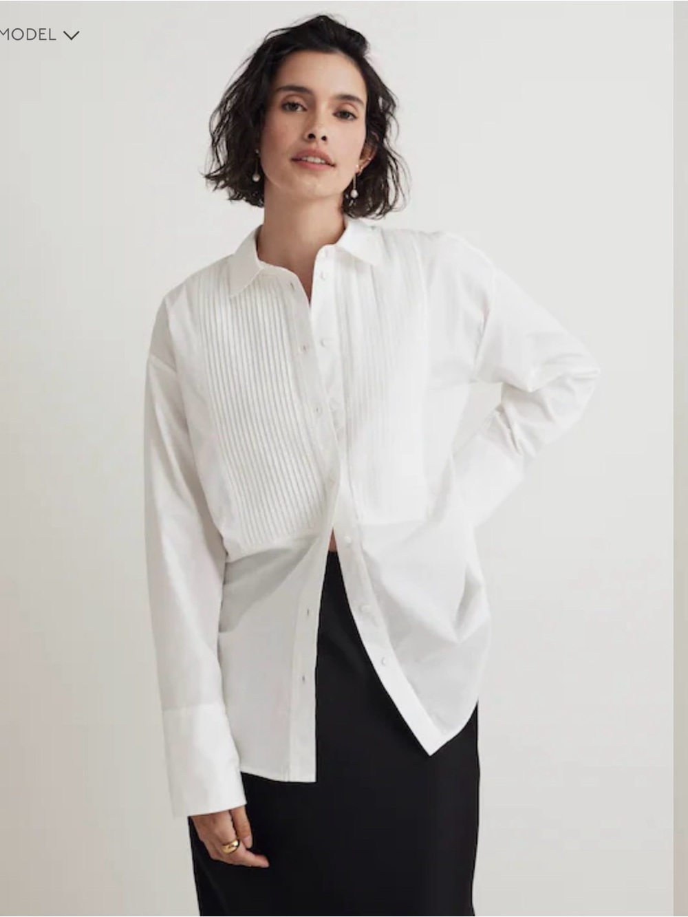 Madewell Women’s Eyelet White Poplin Oversized Tuxedo Shirt